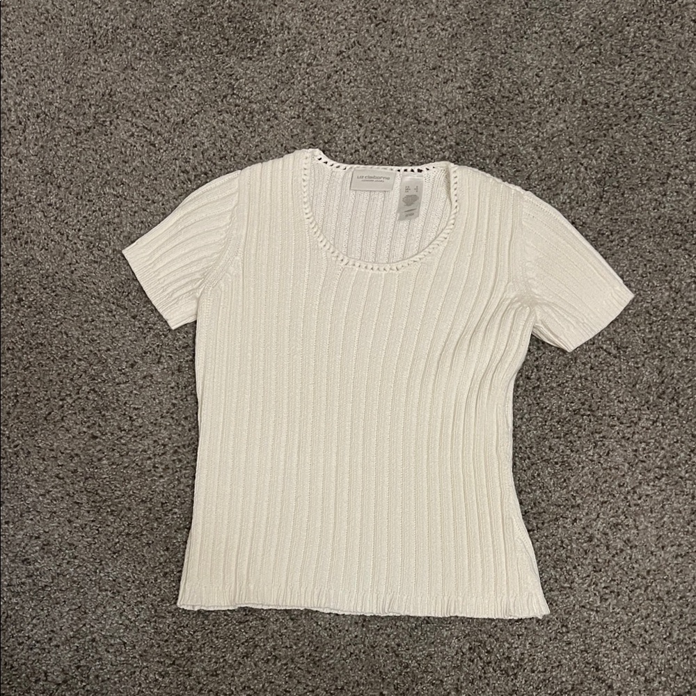 Liz Claiborne short sleeve white sweater size small